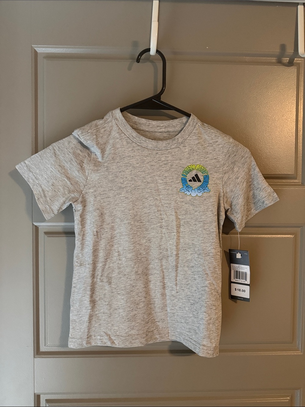 NWT adidas Light Heather Gray Tee with Surf Patch